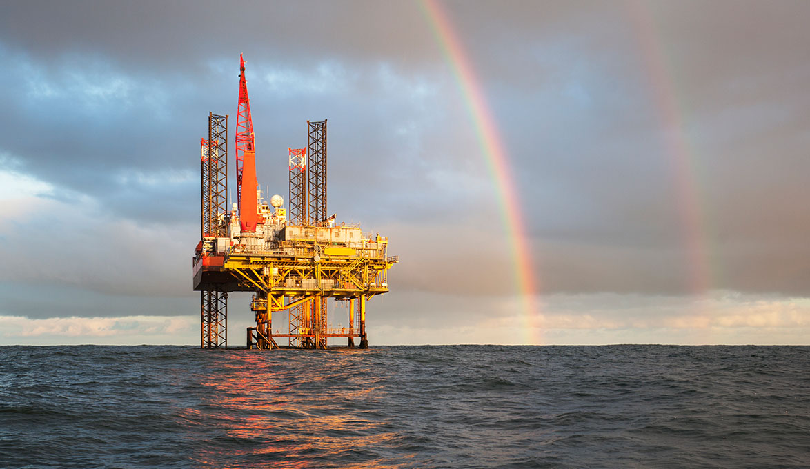 An oil rig on the ocean