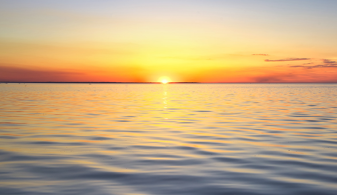 A sunrise over the ocean