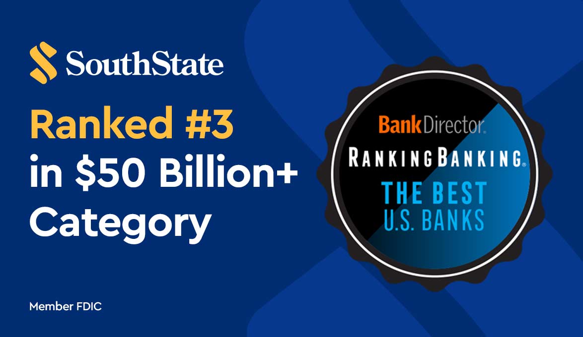 SouthState Bank wins award for 3rd Best Bank from BankDirector in the $50 Billion Category