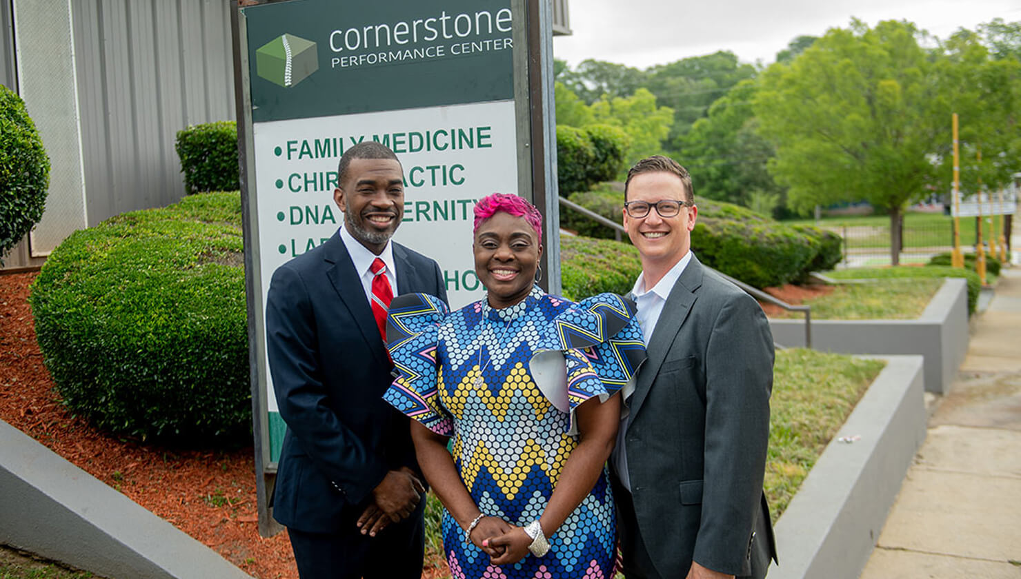 image for Cornerstone Performance Center - Dr. Johnny Brown and LaTeisha Brown, and Thomas Rockwood, SBA Division Manager at SouthState