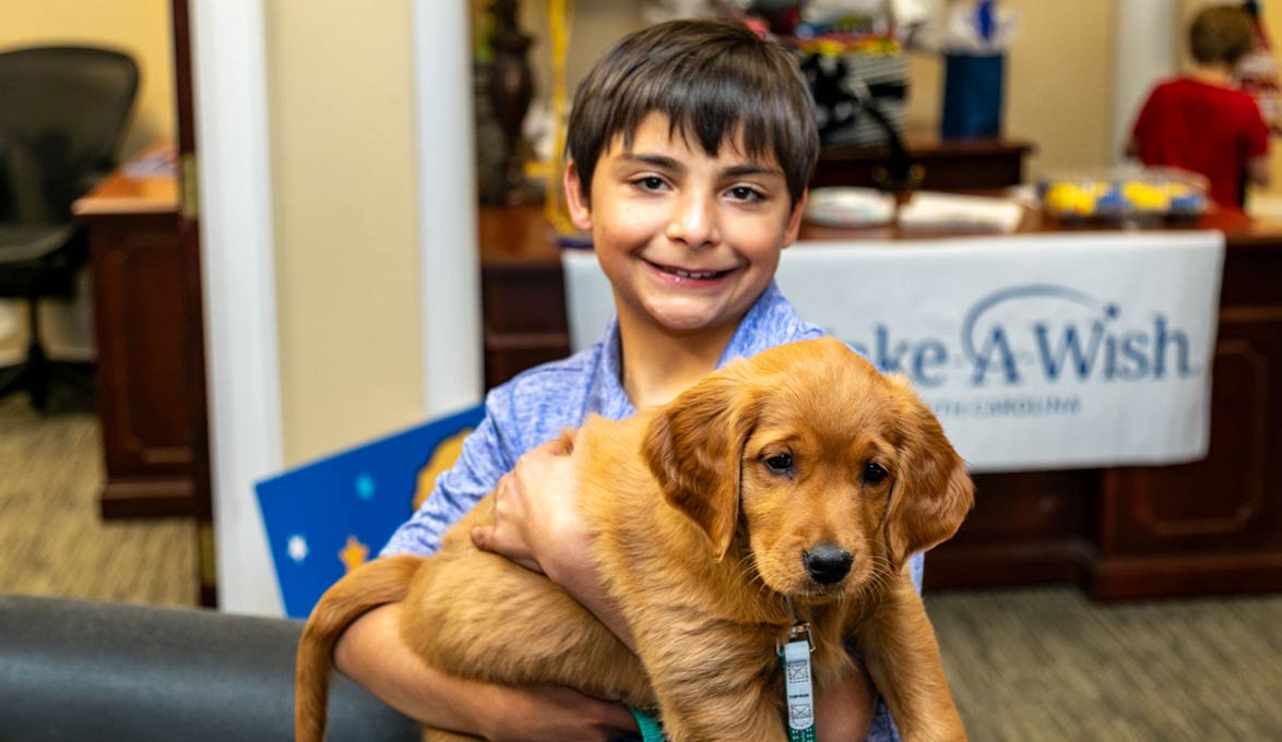 Little Ray with his new puppy