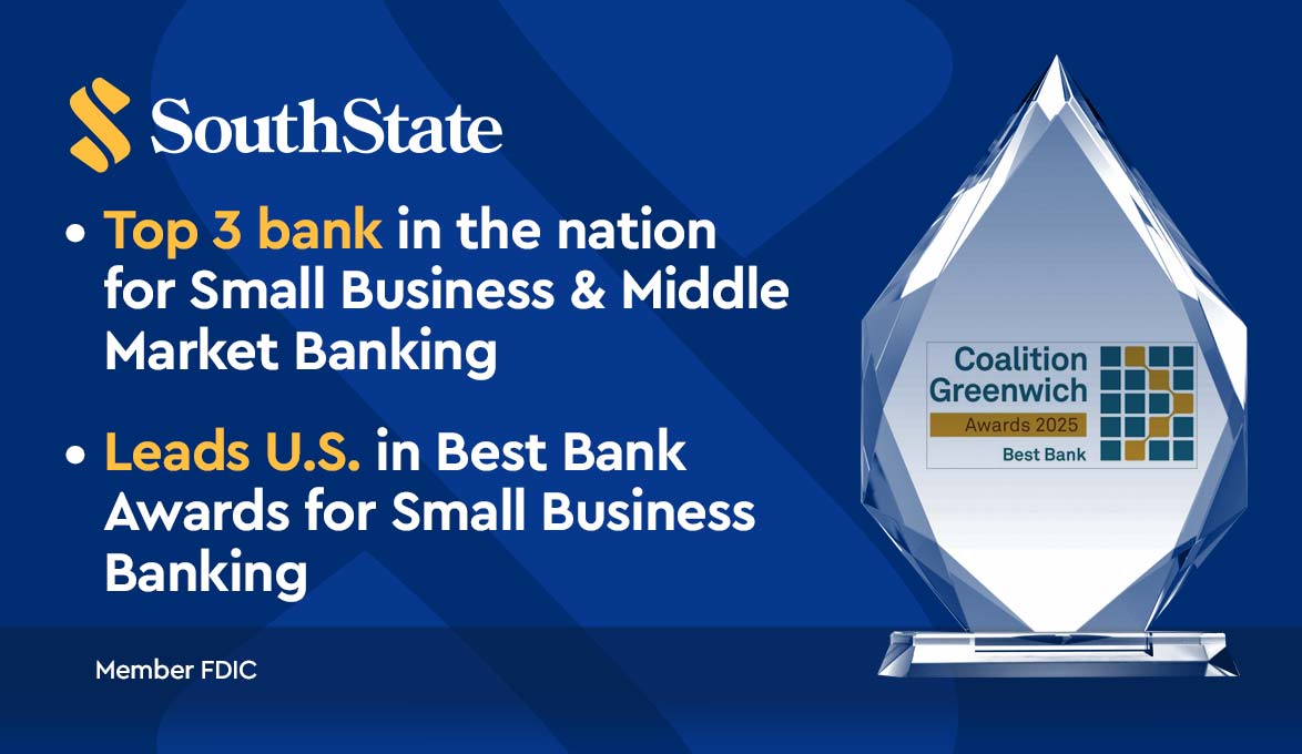 SouthState named a top 3 bank in the nation for Small Business & Middle Market Banking