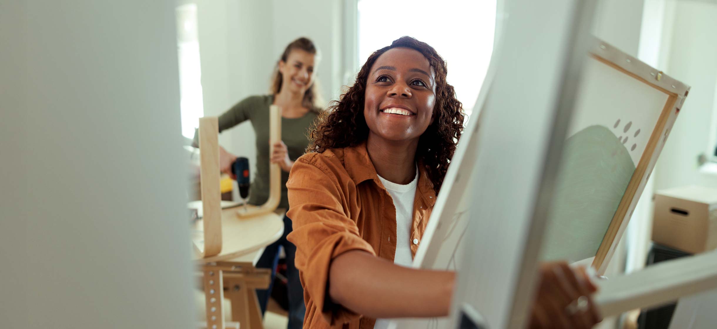 Women renovating their home