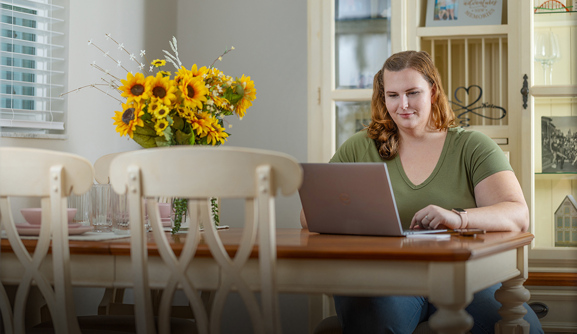 Emily Mort working on computer