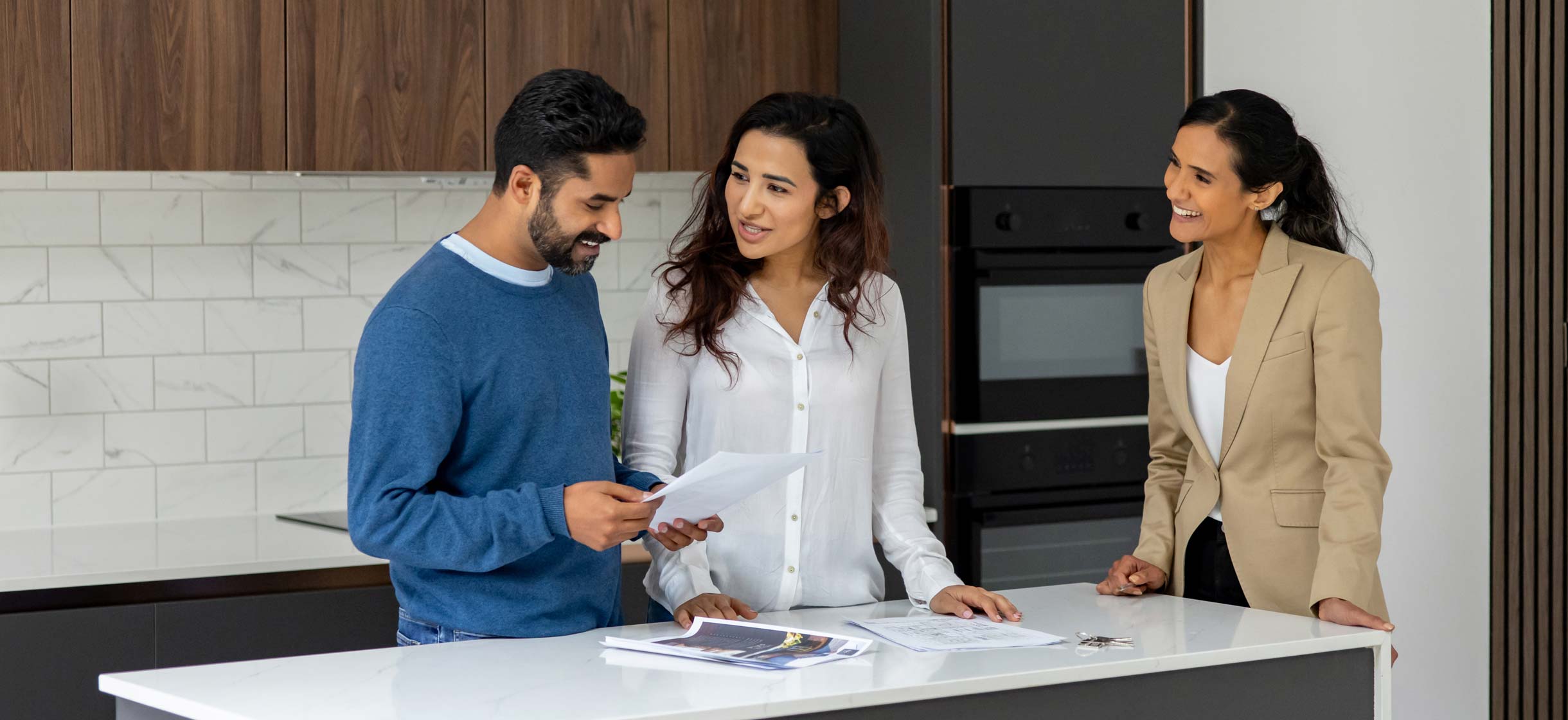 A family in their new home considering refinancing