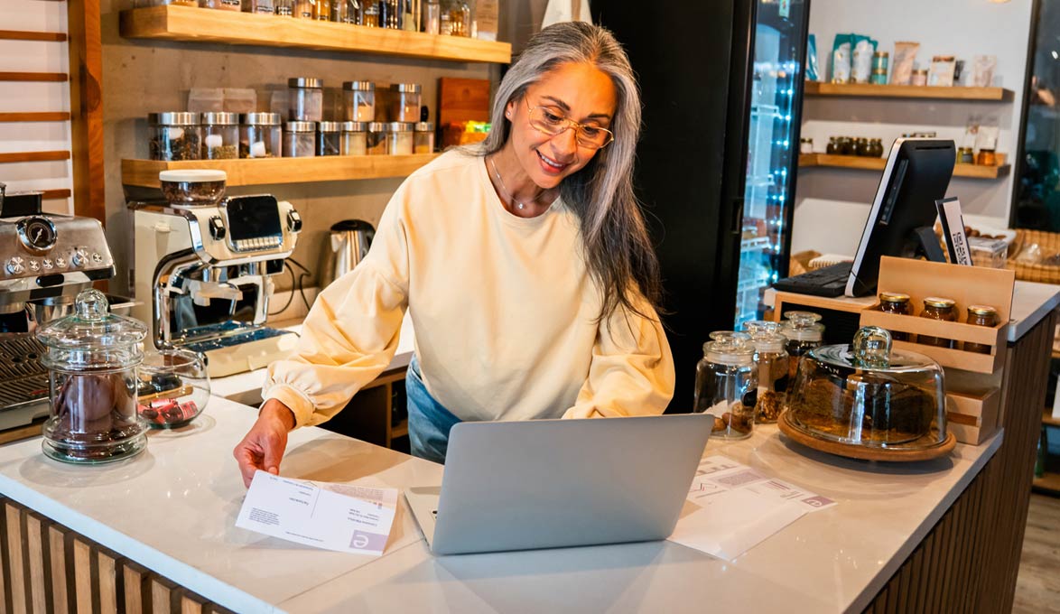 small business owner reviewing accounts