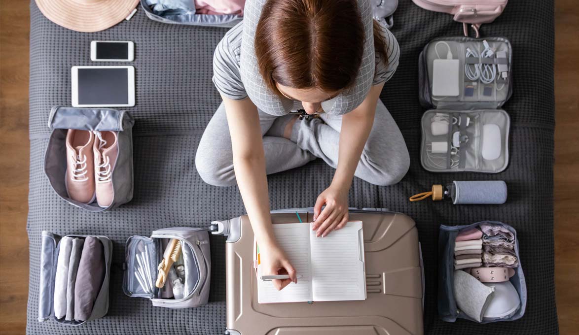 woman planning for vacation
