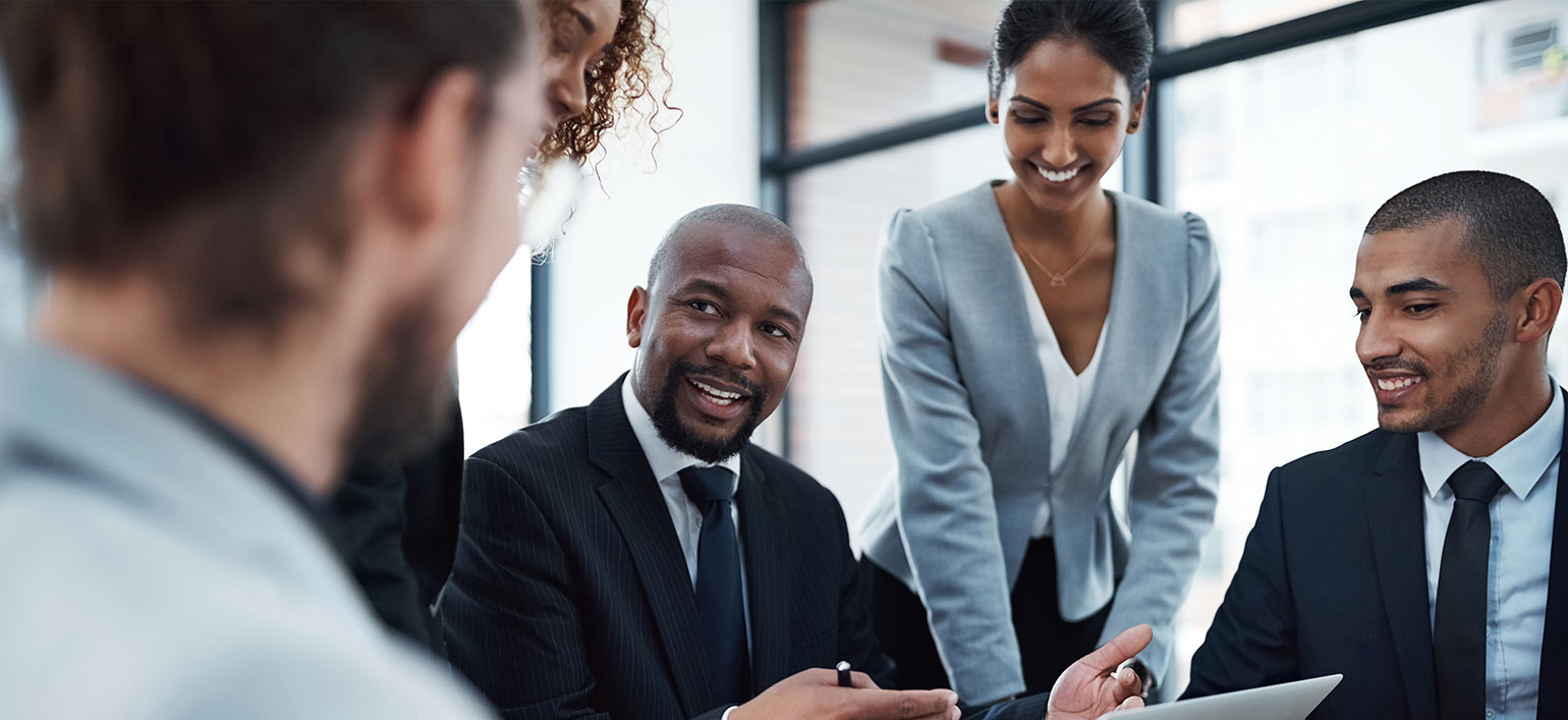 A team of small business banker in a meeting