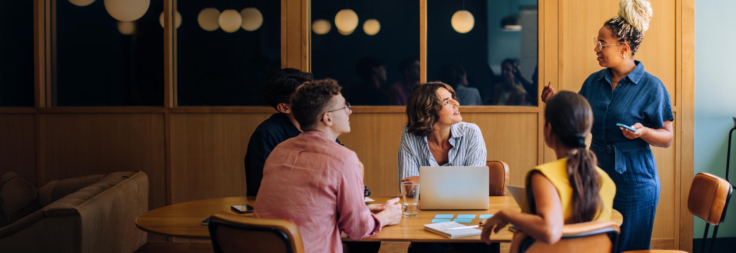 A group meeting for small business financial planning