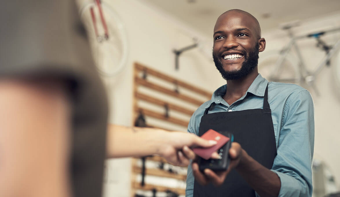 merchant services terminal for accepting credit cards in retail small business