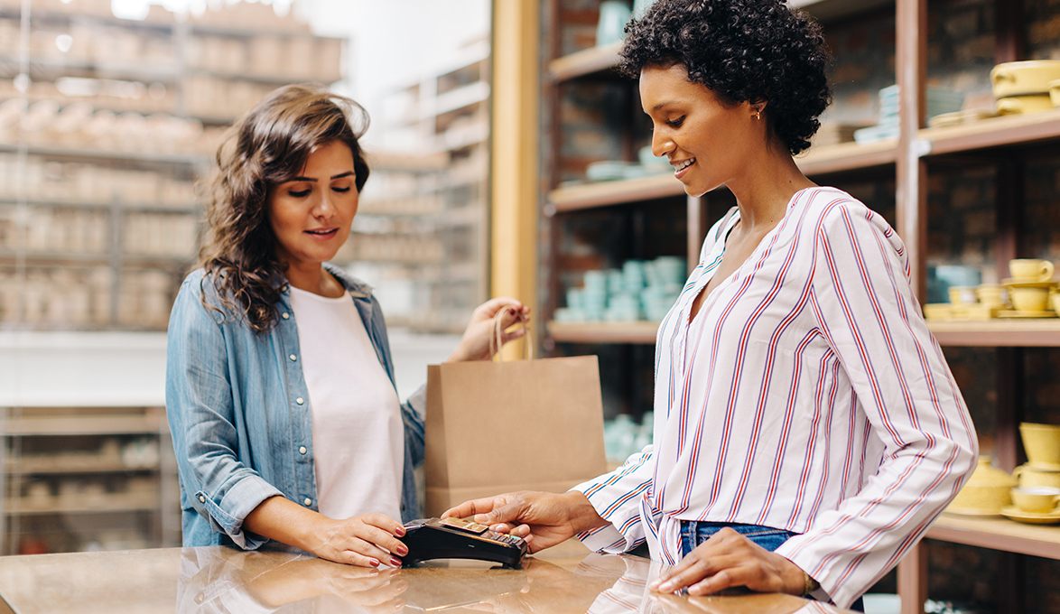 Business owner completing a transaction.