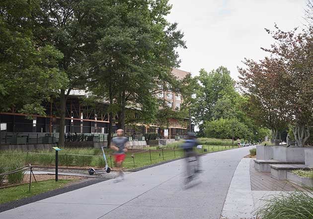 A bicyclist and runner on the Atlanta Beltline