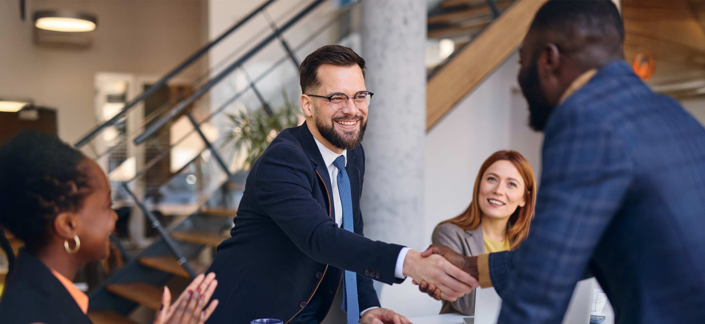 A business owner closes a deal