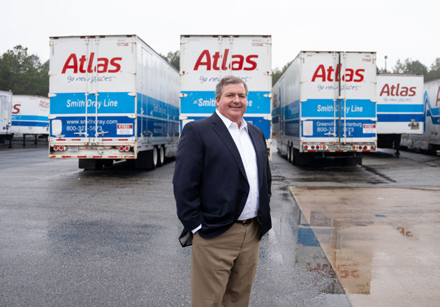 Smith Dray Line's fleet of moving trucks