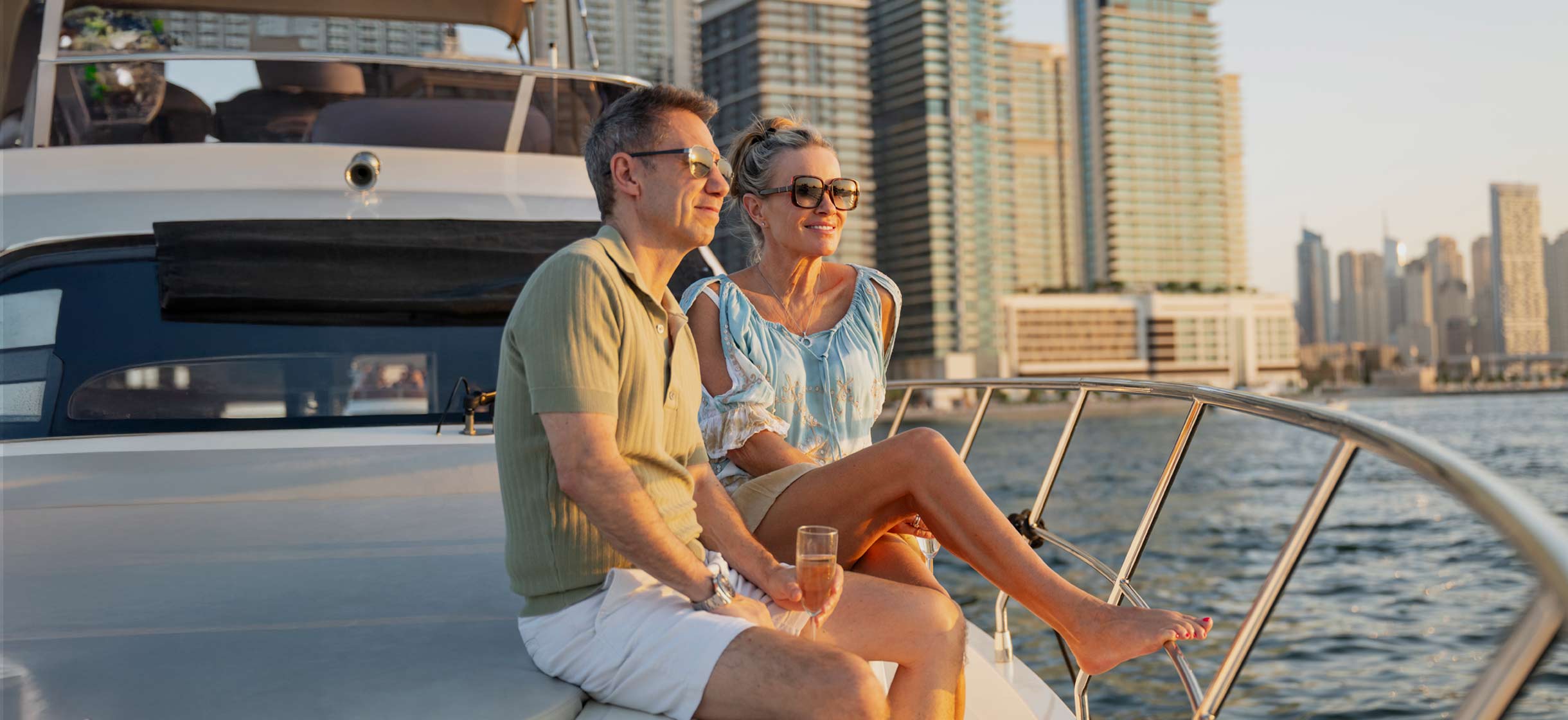 A retired couple on a boat