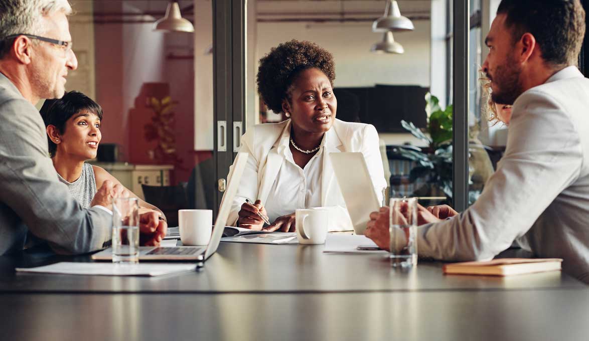 employees in a meeting