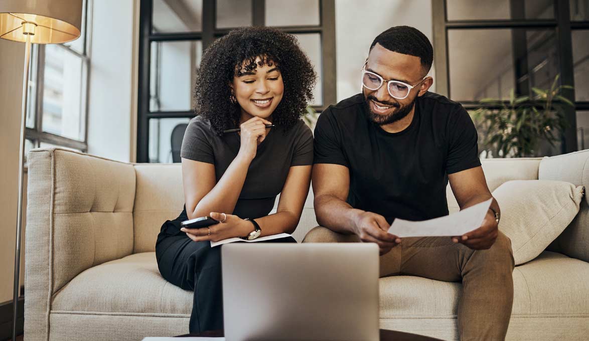 senior couple reviewing retirement plan