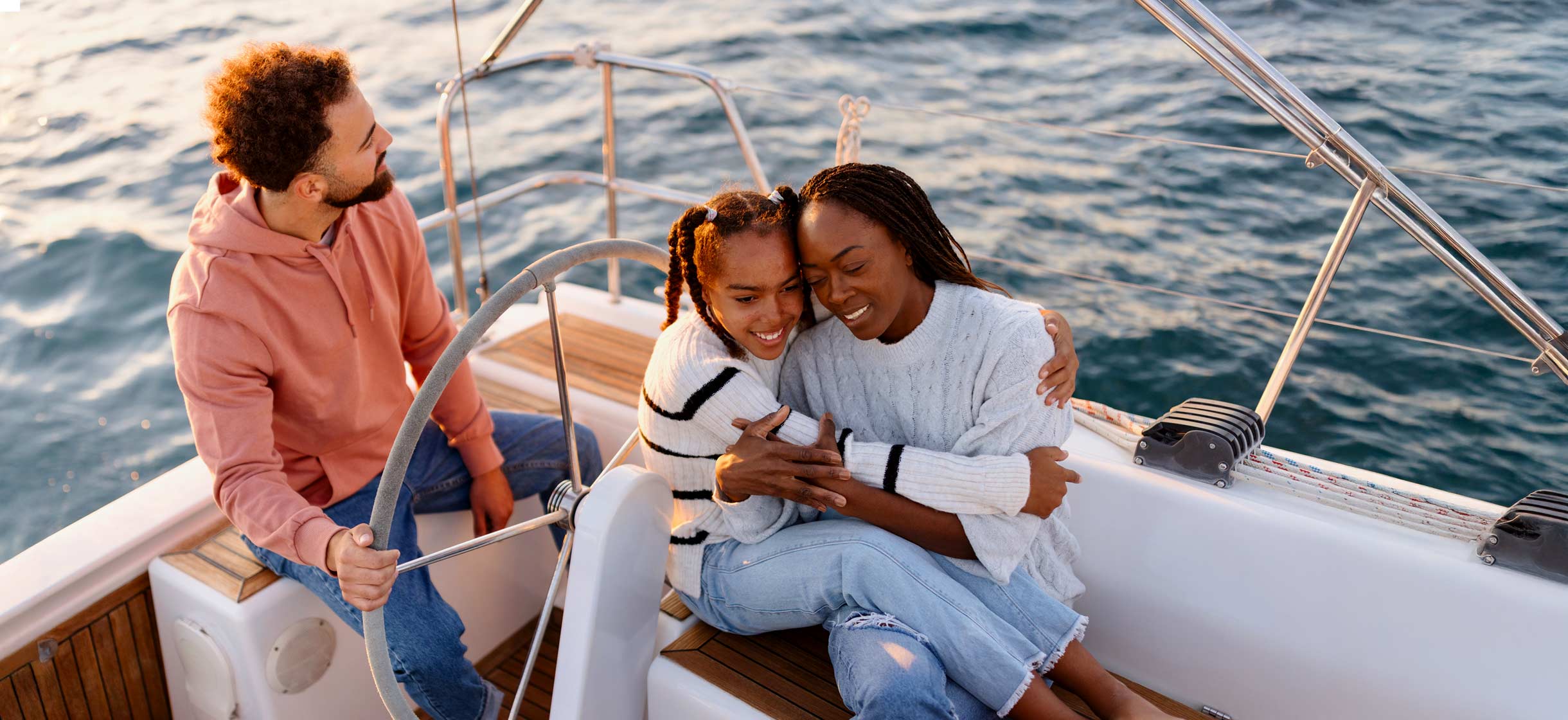 A family on a boat