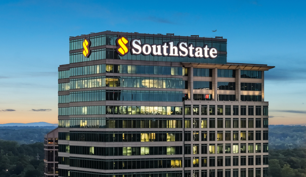 SouthState Bank Signage Atop Prominence Tower in Atlanta